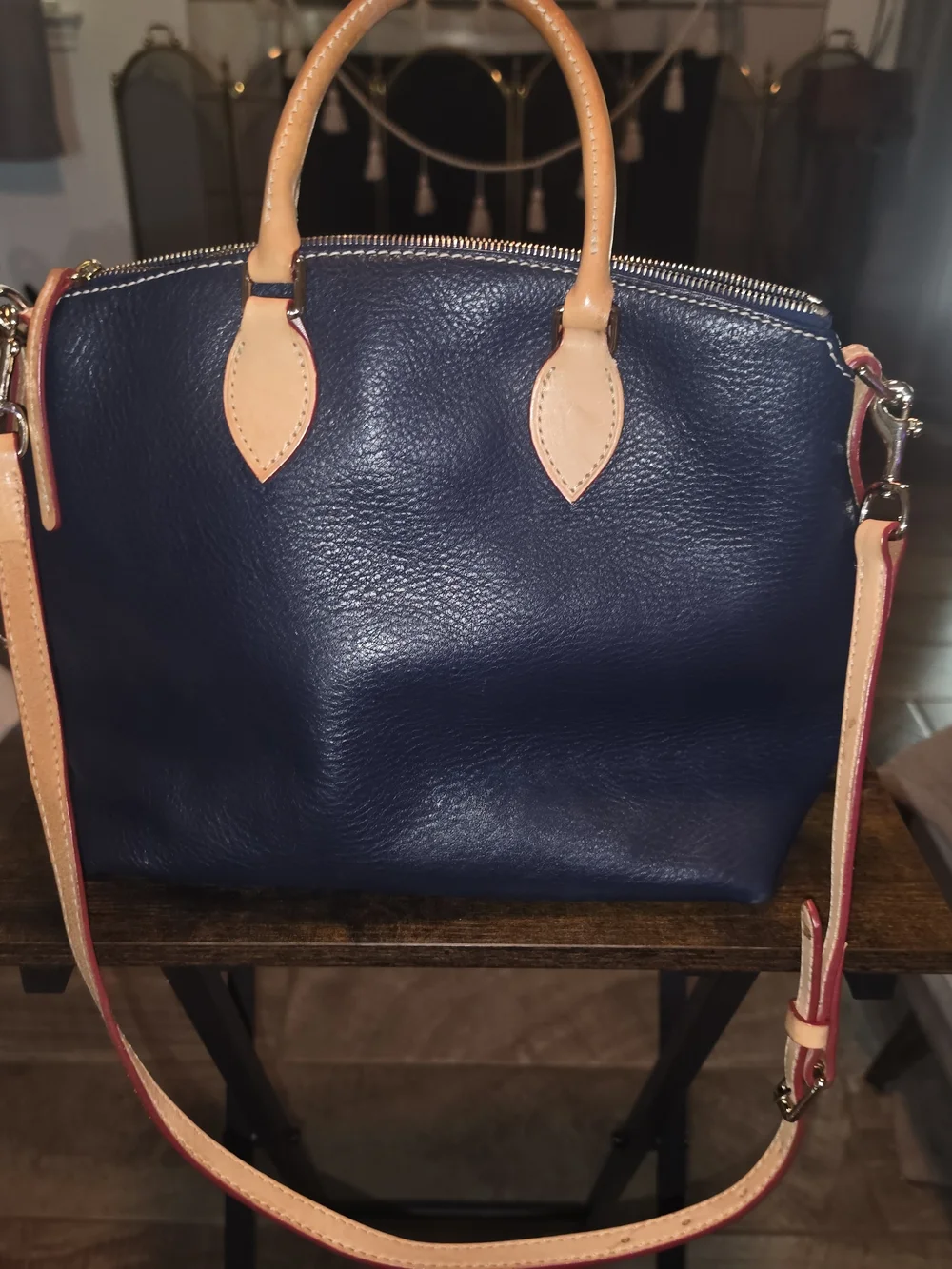 Dooney & Bourke Navy Pebble Grain Leather Satchel Crossbody